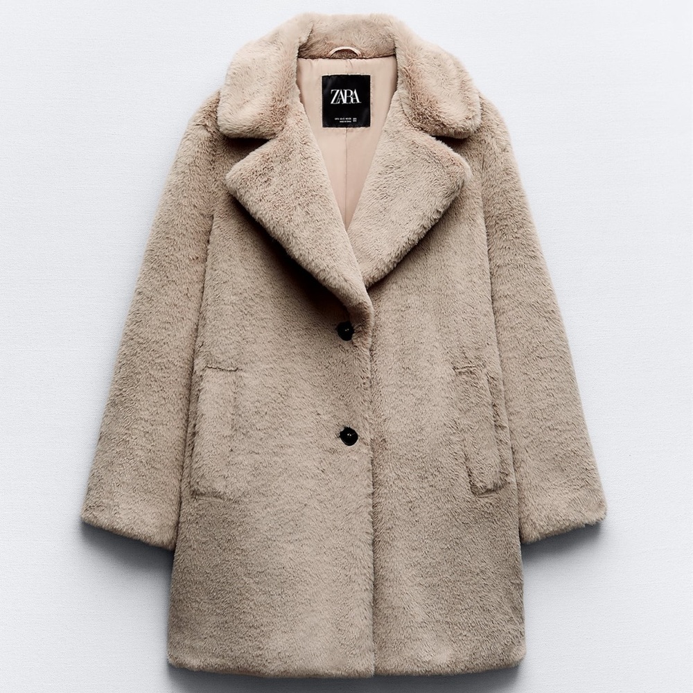ZARA FAUX FUR COAT WORN ONCE